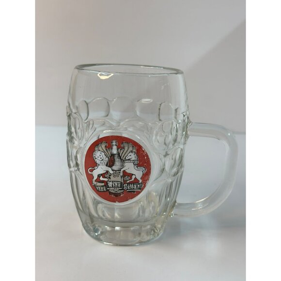 VTG Wine Cellar Glass Beer Mug Collectible Barware Lion Unicorn Crest Home Decor - Picture 2 of 5